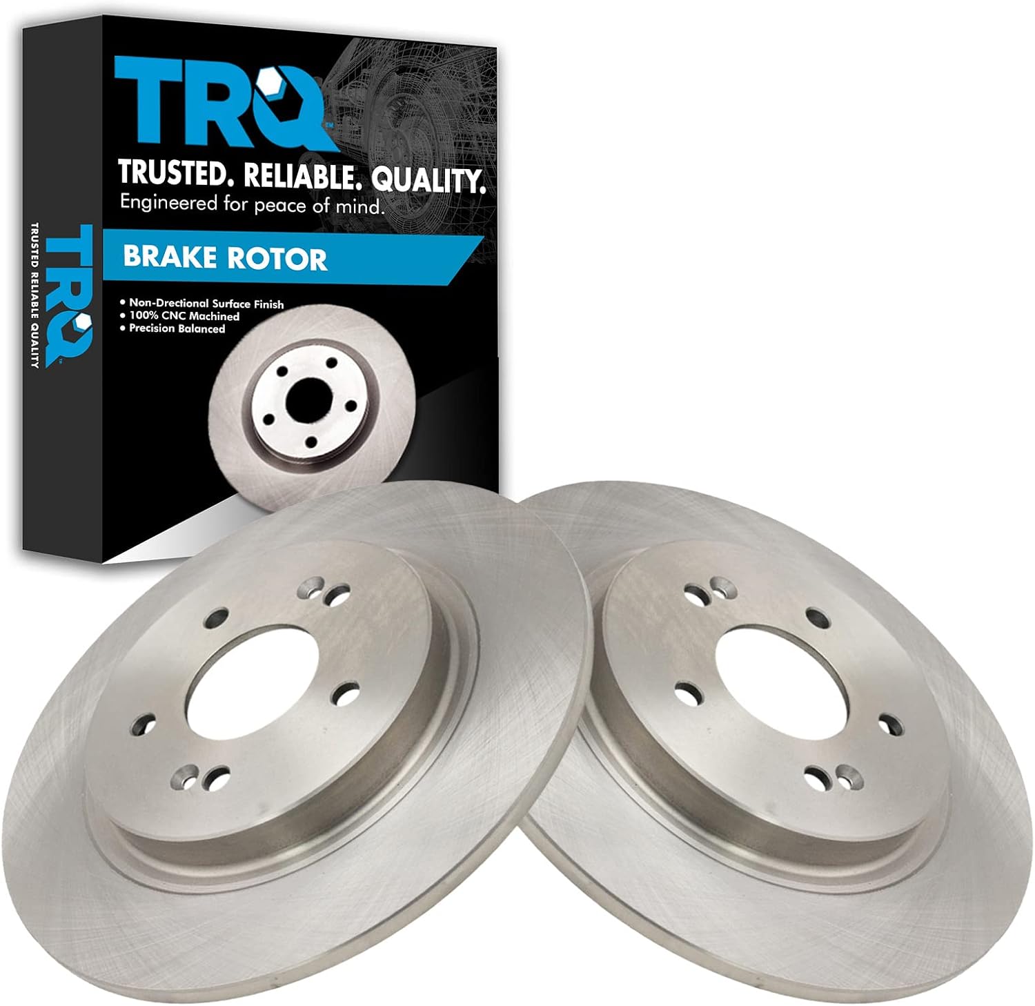TRQ Rear Brake Rotors Set Solid Compatible with 2020-2022 Hyundai Palisade 2019-2020 Santa Fe 2020-2021 Kia Telluride