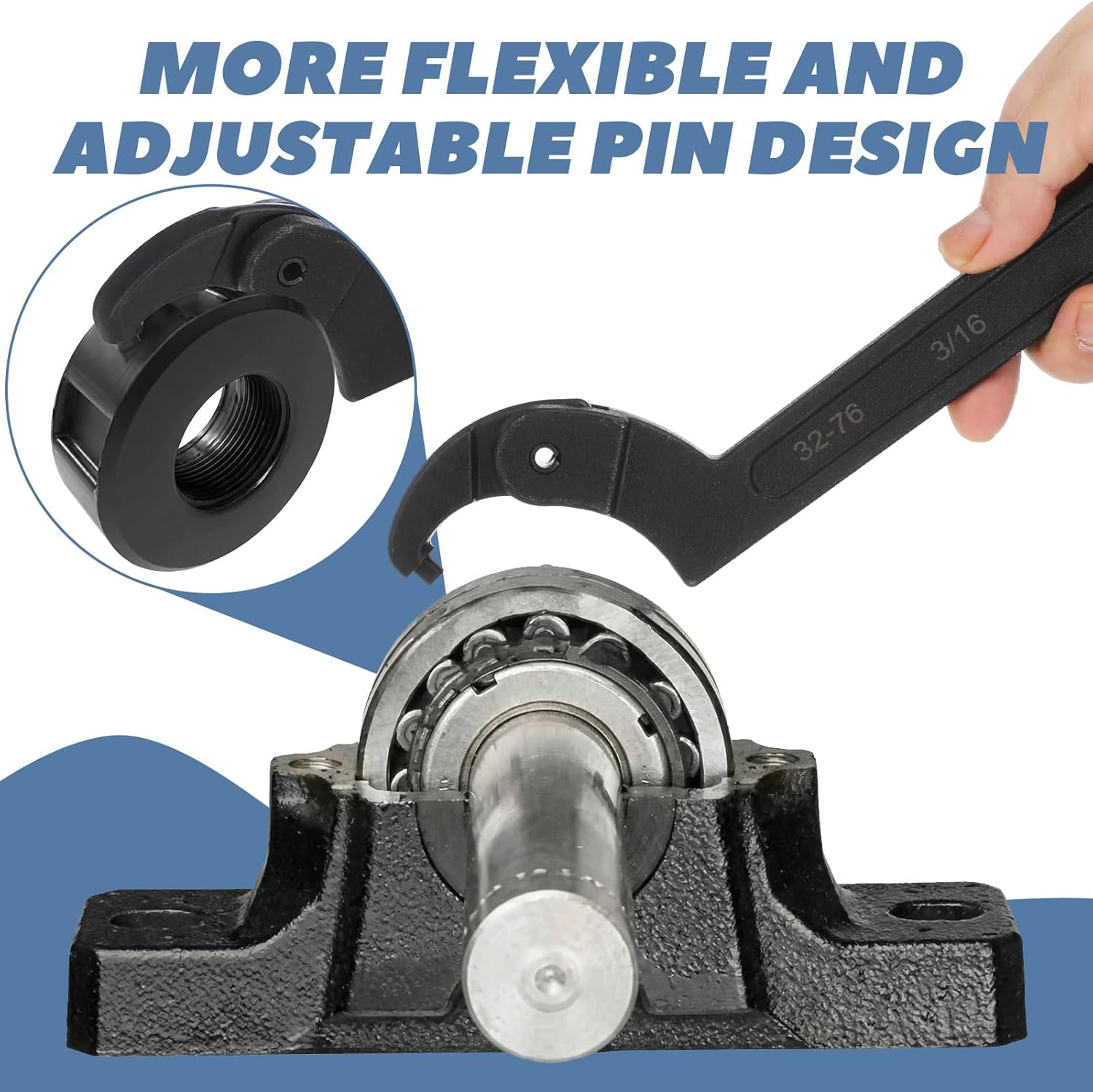 Chumia 6 Pcs Adjustable Pin Spanner Wrench Tool Set C Shape Pin Hook Nut Wrench Tools for Adjusting Collars Lock Nut Rings and Bearings for Pipes Heating Cars Machine Tools Vehicles Mechanical