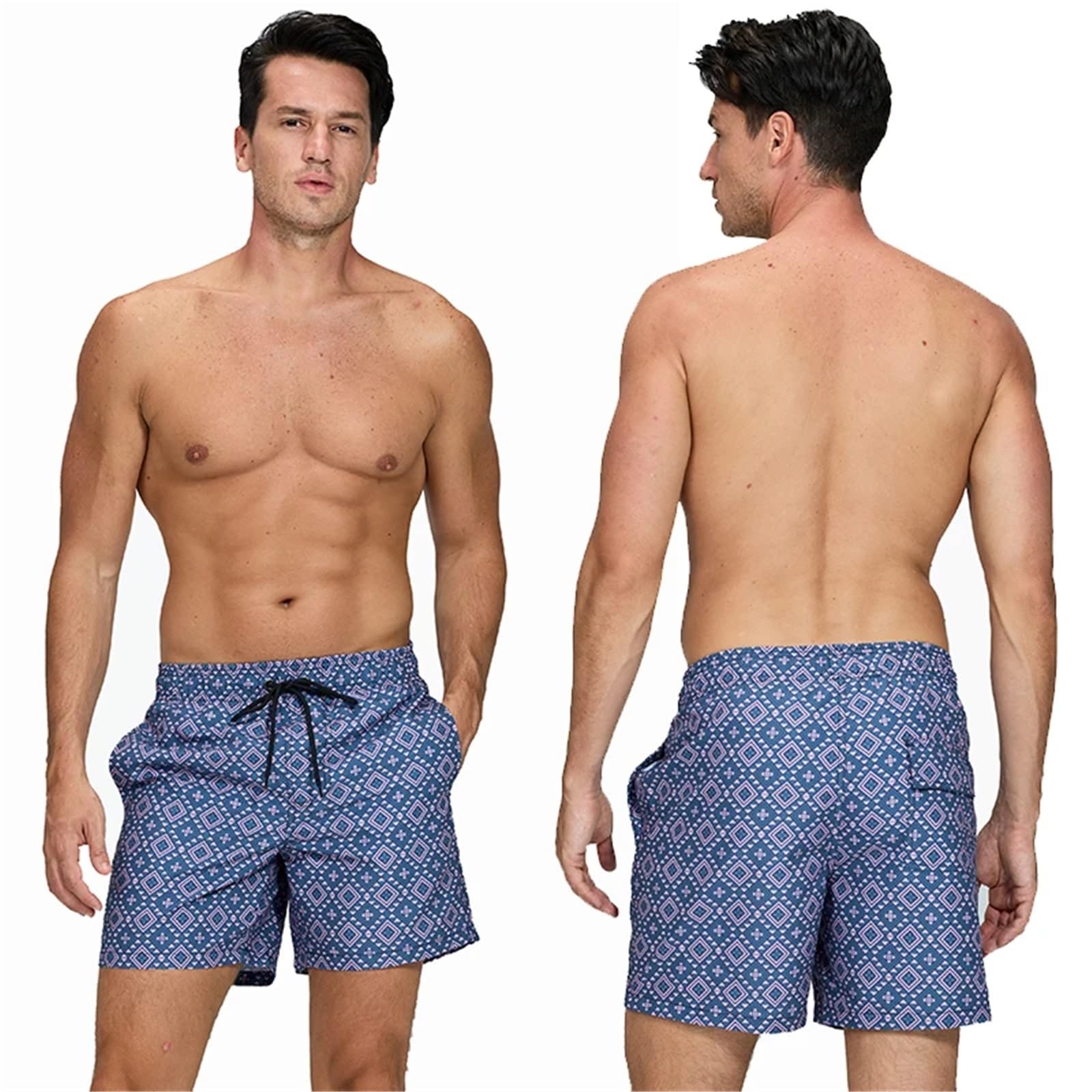 Pantaloncini Estivi da Uomo Classici in Poliestere ad Asciugatura Rapida con Fodera in Rete Traspirante per Nuotare, Fare Surf(Comouflage,M)