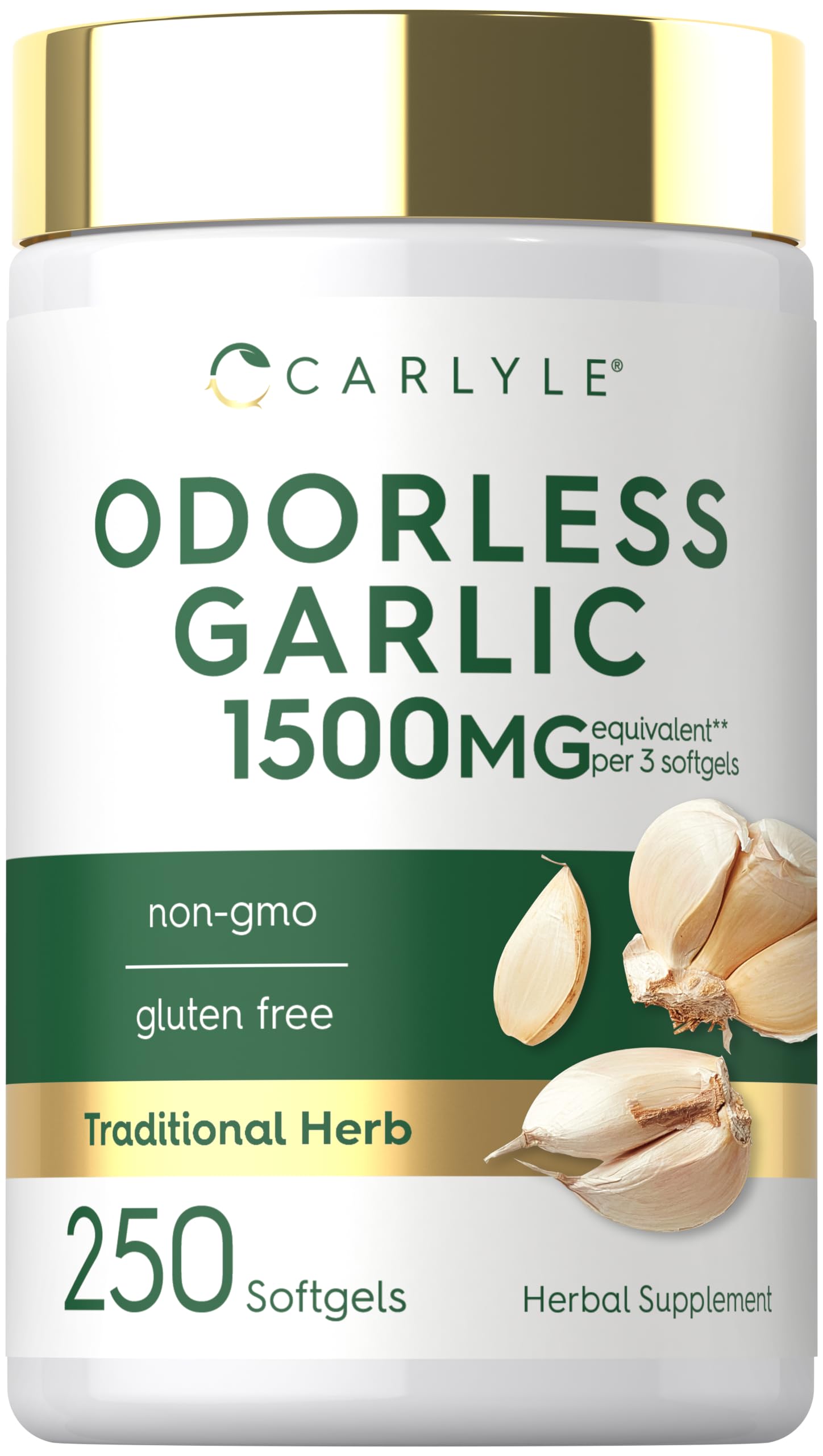 Carlyle Odorless Garlic Supplement | 250 Softgels | Herbal Extract Pills