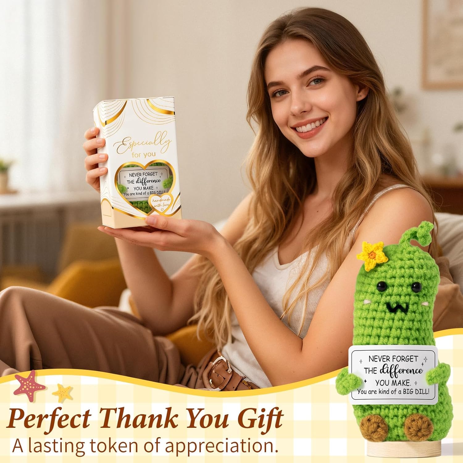 Valentines Day Thank You Gifts for Women, Handmade Emotional Support Crochet Bee w/ Card, Employee Teacher Appreciation Gifts Stocking Stuffers, Christmas Birthday Gift for Women Coworkers Nurses Boss - Image 5