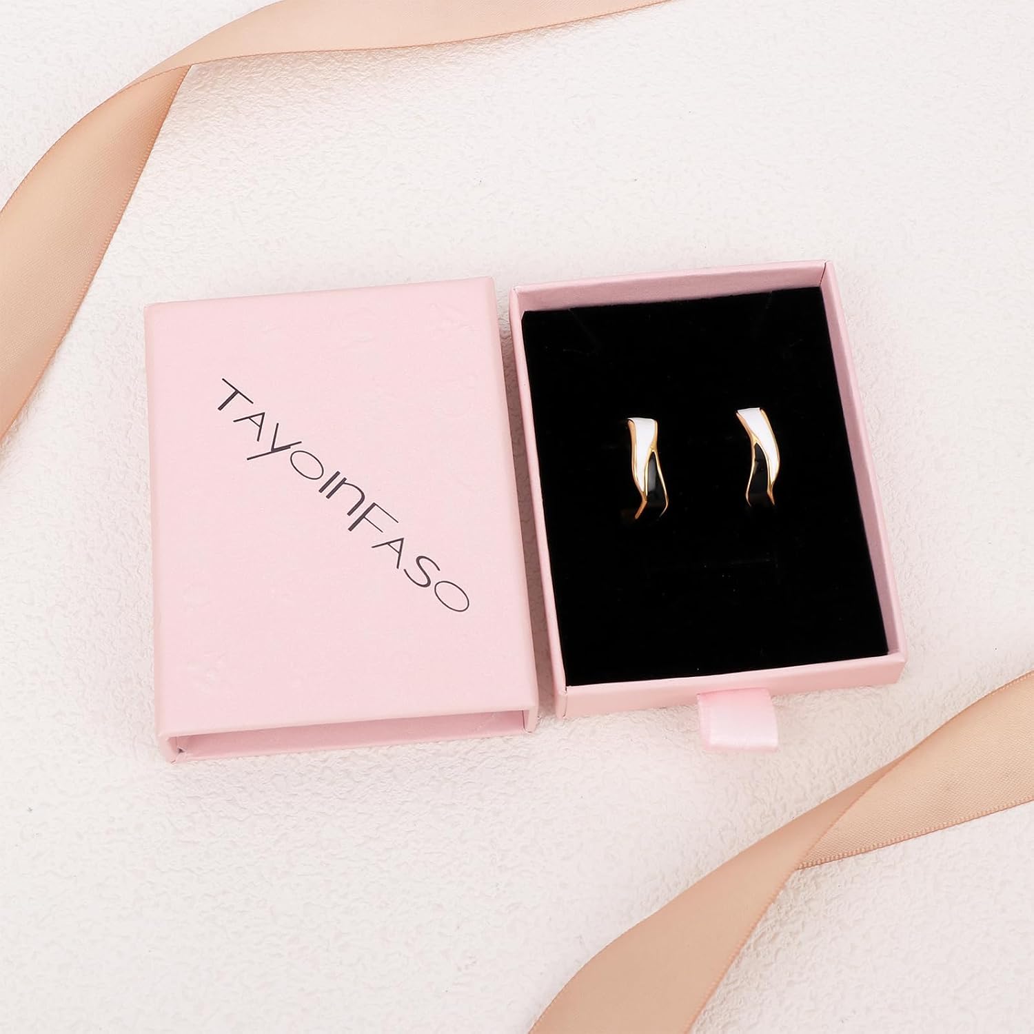 Two Tone Enamel Hoop Earrings for Women C-Shaped Earrings Colorful Enamel Jewelry Christmas Gift for Wife Girlfriend - Image 6