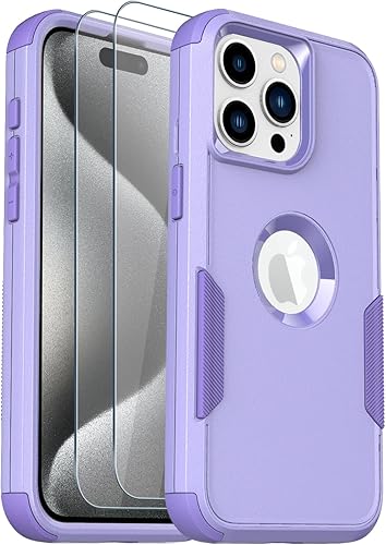Miniatura 8 de Guirble Funda para iPhone 15 Pro Max, 2 protectores de pantalla de vidrio templado, a prueba de caídas de 10 pies, antideslizante, a prueba de