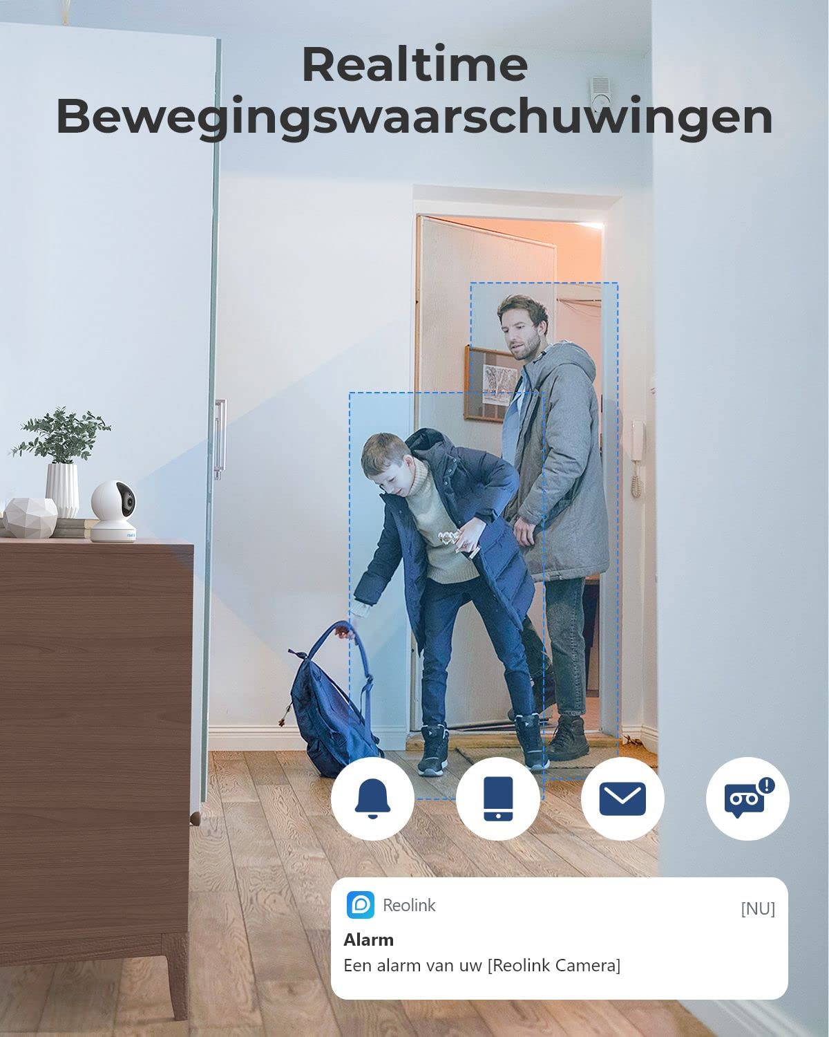 Reolink 4MP Pan Tilt Indoor WiFi-beveiligingscamera, 2,4 GHz/5 GHz WiFi IP- camera, Bidirectionele Audio, Bewegingsdetectie Binnencamera voor Baby, Ouderling, Huisdier, E1 Pro (Refurbished