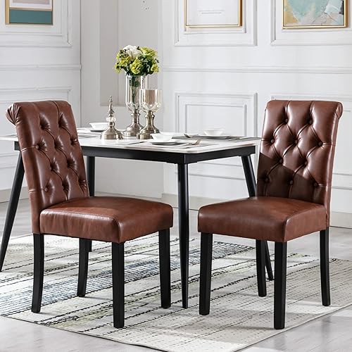 Miniatura 15 de Juego de 4 sillas de comedor tapizadas de terciopelo de madera maciza copetudas, con respaldo alto, sillas Parsons sin brazos para cocina y comedor,