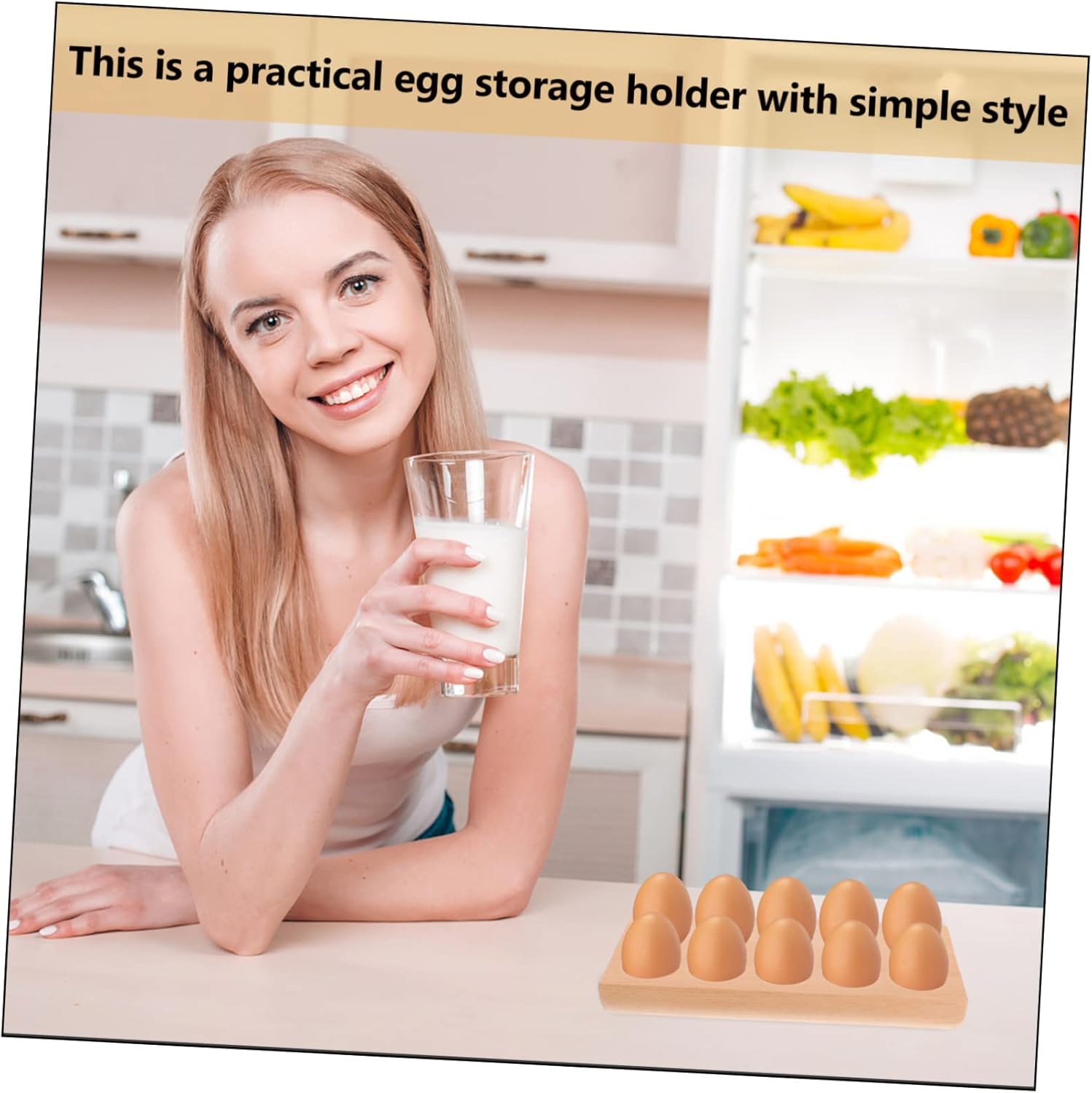 Wooden Egg Holder Practical Egg Storage Base with Design for Compact Storage and Decorative Use Kitchen and Refrigerator