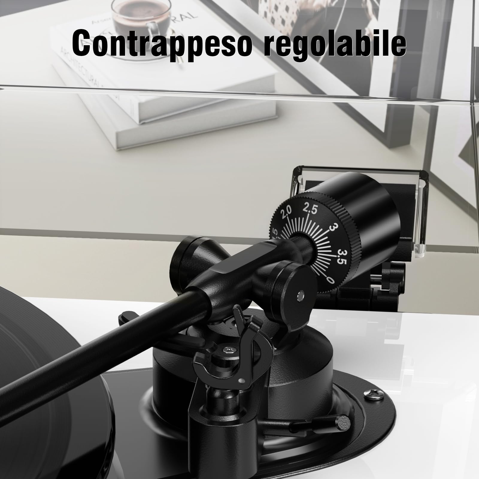 1 BY ONE Giradischi Tutto in Uno con Ingresso Wireless, Trasmissione a Cinghia Hi-Fi, Altoparlanti Integrati, Testina Magnetica AT-3600L, Preamplificatore Integrato, Finitura Bianca Laccata Tipo Piano