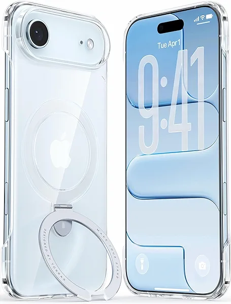 TORRAS Slim Magnetic Stand for iPhone Air Case, Open-Edge Frame with Thin Fit, No Case Feel, Fit for MagSafe, Anti-Yellowing Phone Case for iPhone 17 Air, Anti-Scratch Protection, Clear