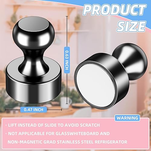 Miniatura 6 de VNDUEEY 12 imanes negros para nevera, imanes de pizarra blanca, imán pequeño y fuerte para pizarra, oficina, aula, cocina