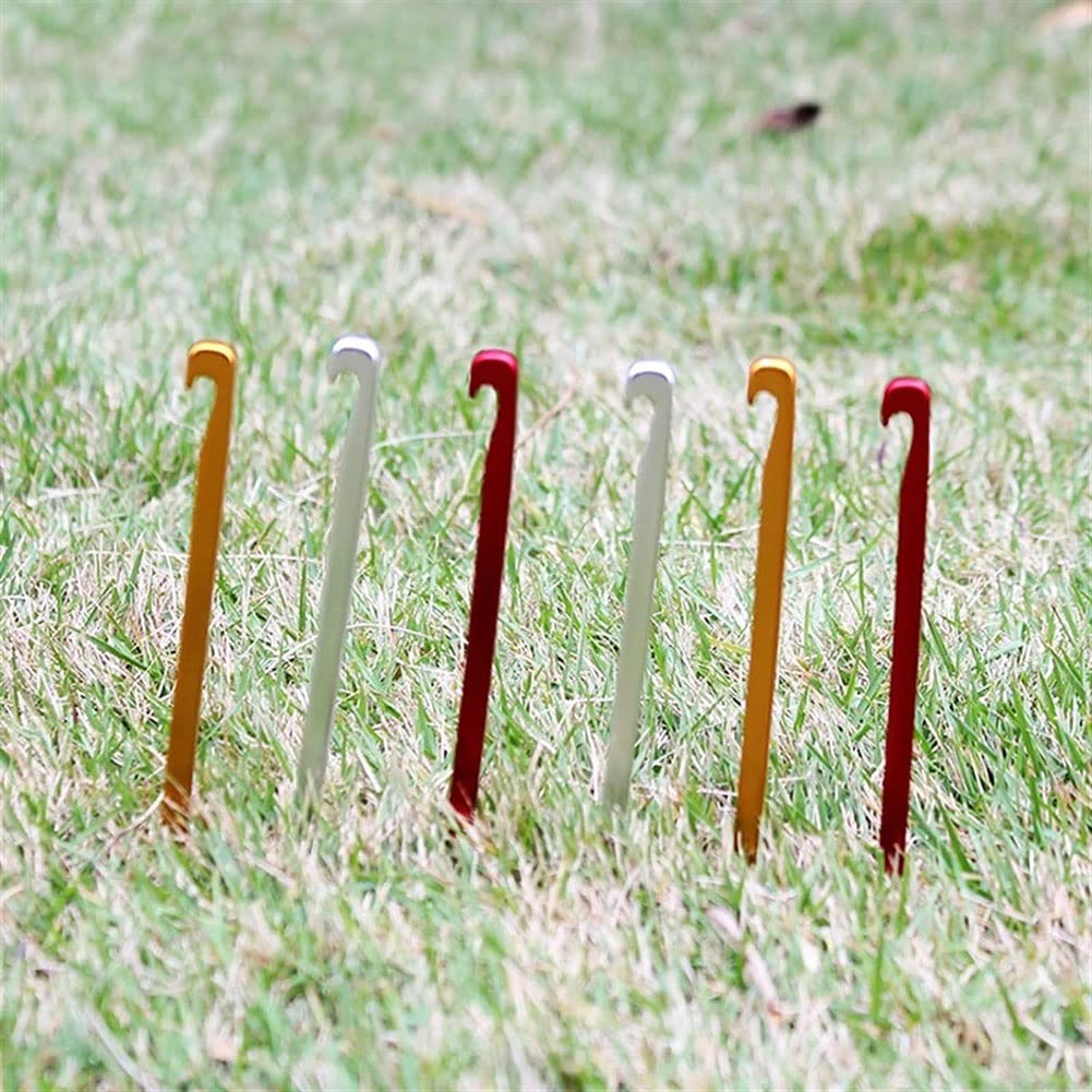 Piquets de Tente 10 pièces Piquets de Tente en Alliage d'aluminium Clou carré Ultraléger 16 cm, Piquets de Tente en métal/Accessoires de Tente pour Le Camping, la randonnée, la randonnée (Couleur: A