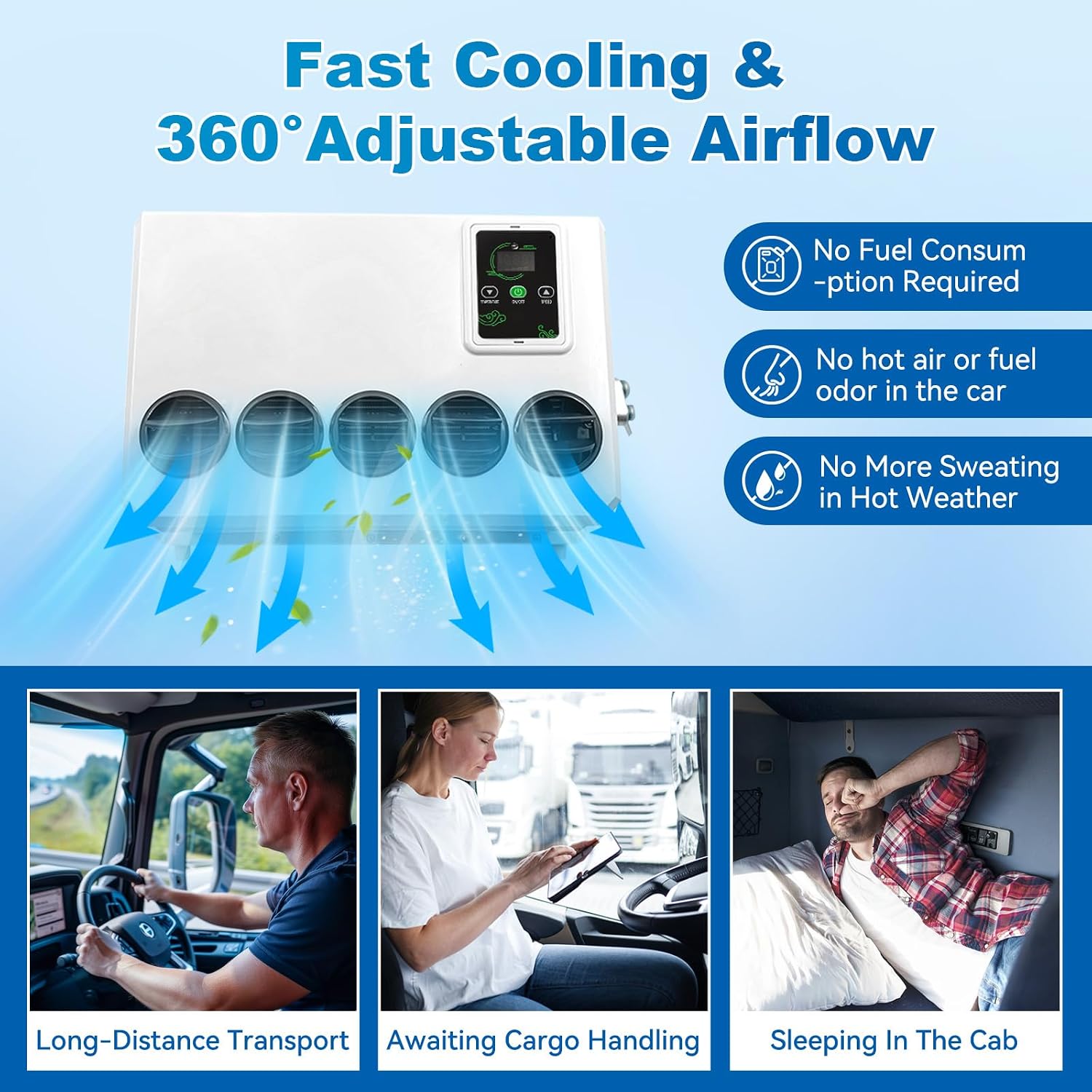 12V Air Conditioner 11000 BTU, 12 Volt DC Air Conditioner for Truck Parking Split Electric AC Unit, Quiet A/C High Efficiency Cooling for Semi-Truck, Travel Trailer, Crane, Loader, Excavator, Tractor thumbnail