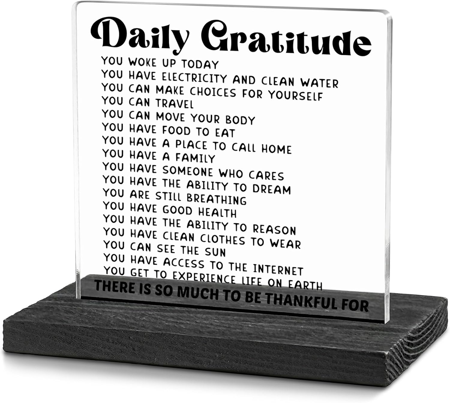 Daily Gratitude Inspirational Sign Gifts for Women Men Coworkers Teen Girls Positive Daily Affirmation Decor for Home Office Kitchen Guest Room Bedroom Cafes Cubicle Bookshelf Desktop Desk WDSS30