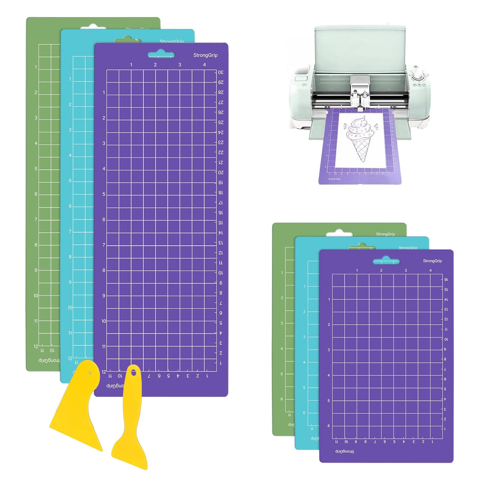 6 pièces tapis de découpe pour cricut joy,tapis de decoupe autocicatrisant,3 couleurs,découpe antidérapant avec grattoir,pour tapis de découpe adhésif,projets d’artisanat