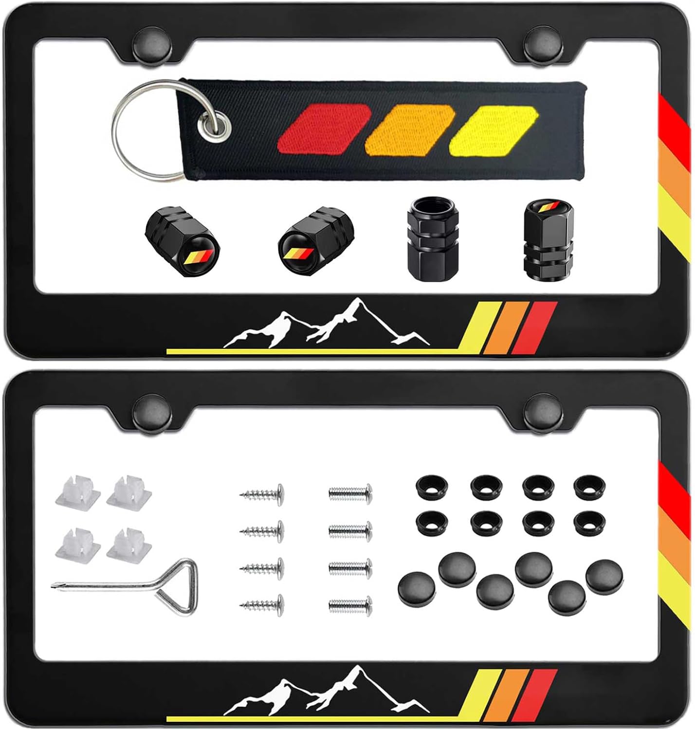 Tri-Color 3 Color Aluminum License Plate Frame Cover Holder Compatible with Toyota Vehicle Truck Trailer SUV