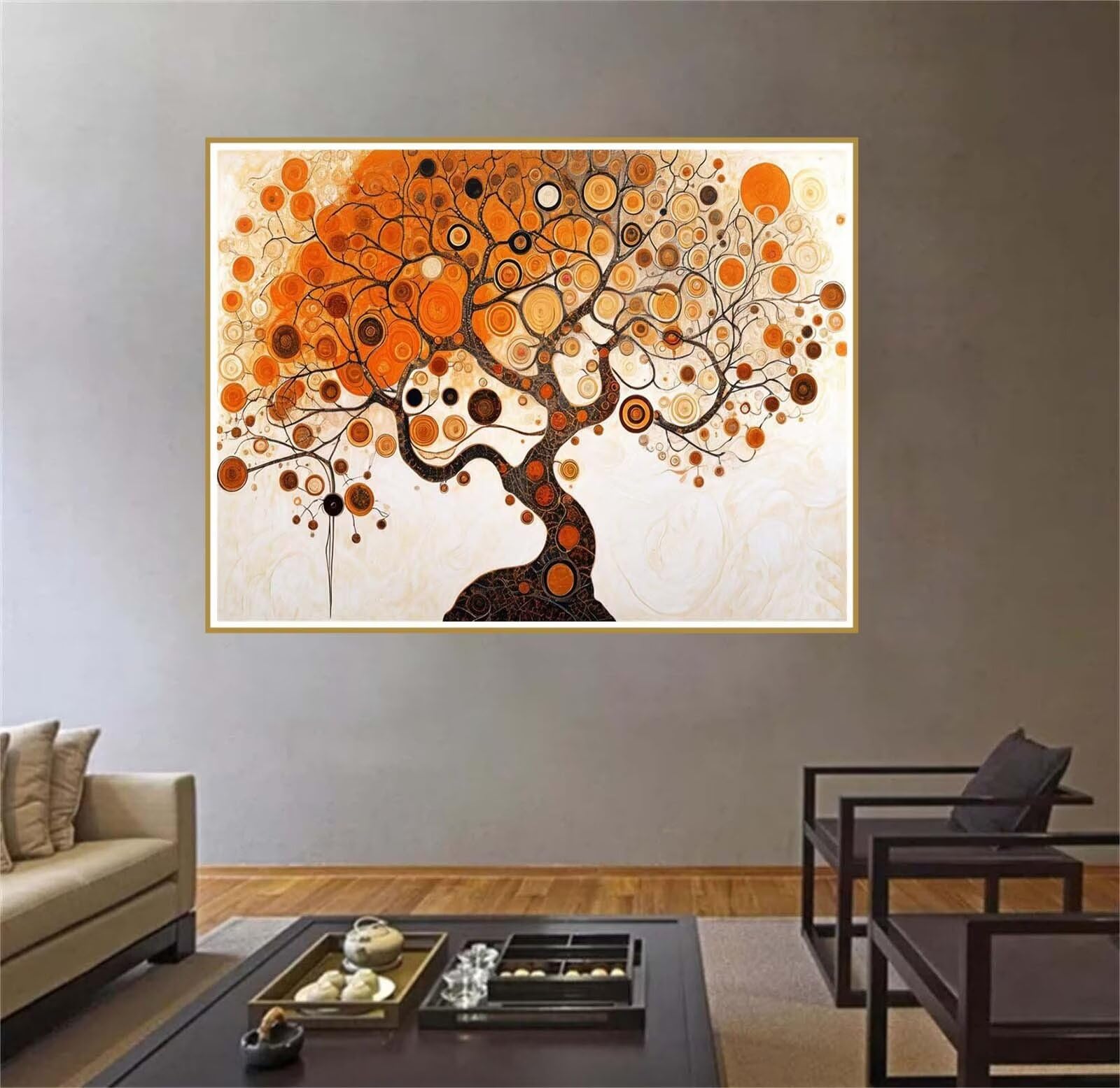 Malen Nach Zahlen abstrakt Paint by Numbers 90x120cm,DIY Kreativ Bastelset Erwachsene,Baum Malen Nach Zahlen Kinder Anfänger,mit 3-Pinseln und Acrylfarbe,Haus Dekor,Geschenk Mädchen,Ohne Rahmen,YF-286
