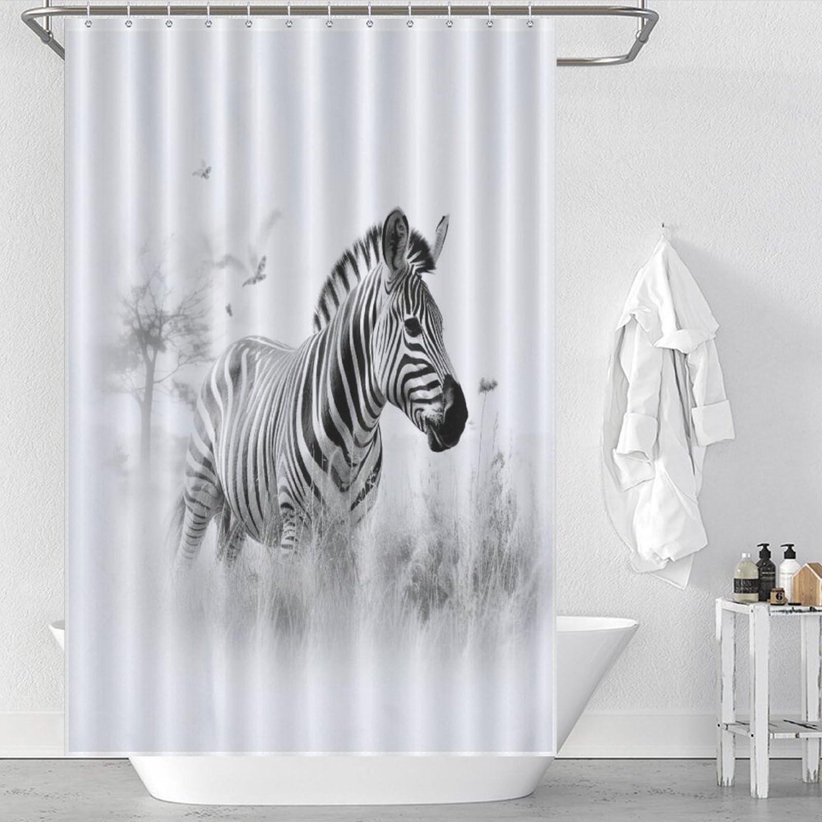 Rideau de douche zèbre en polyester imperméable de qualité supérieure
