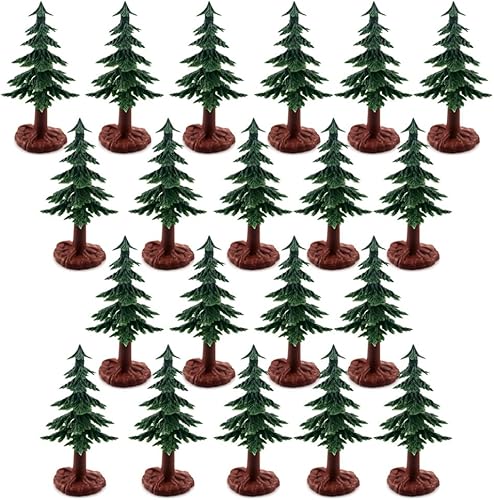 20 piezas de decoración de árbol de Navidad árboles de hoja perenne, figuras de pino, árboles de Navidad de pueblo, árboles en miniatura para