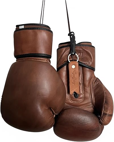 Guantes de boxeo versión PRO de 12 onzas  Cuero marrón antiguo entrenamiento MMA vintage  Retro by GEOFFREY