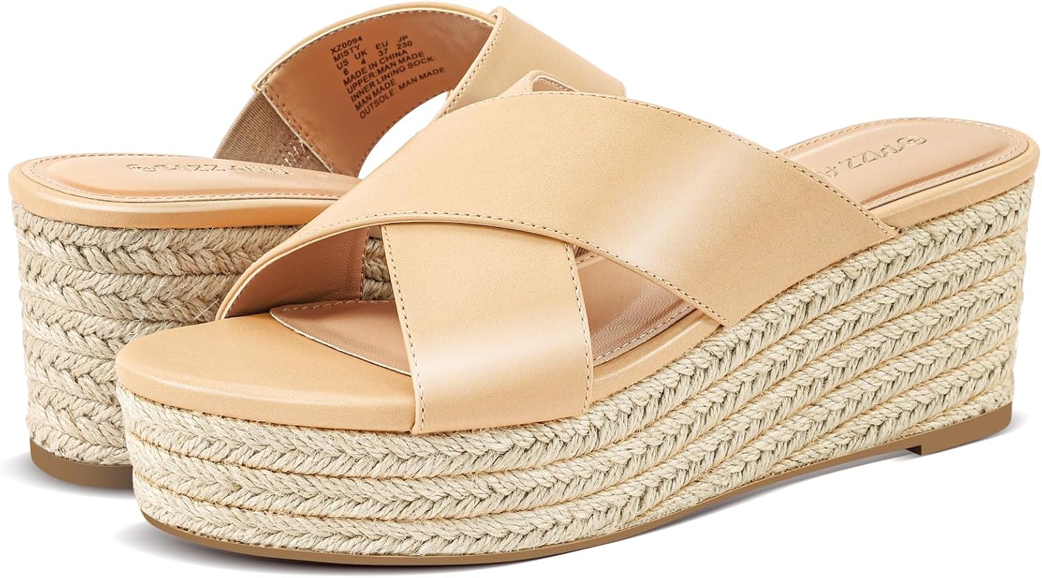 PIZZ ANNU Women's Misty Criss Cross Platform Wedge Sandals Open Toe Espadrille Heels Sandals for Casual Summer Slide Shoes - Image 4