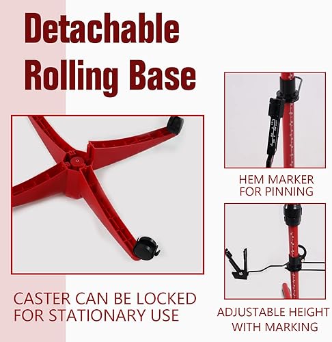 Miniatura 5 de PDM WORLDWIDE Maniquí femenino ajustable para coser tallas 12-18, forma de cuerpo pinable con 13 diales, base enrollable desmontable, rango de