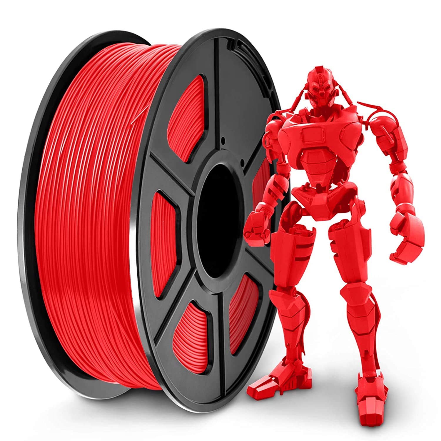 SpoolX 3D Printer 1.75mm Spool PLA Filament for 3D Printing (1kg, Dimensional Accuracy +/- 0.03 mm) (PLA, Red)