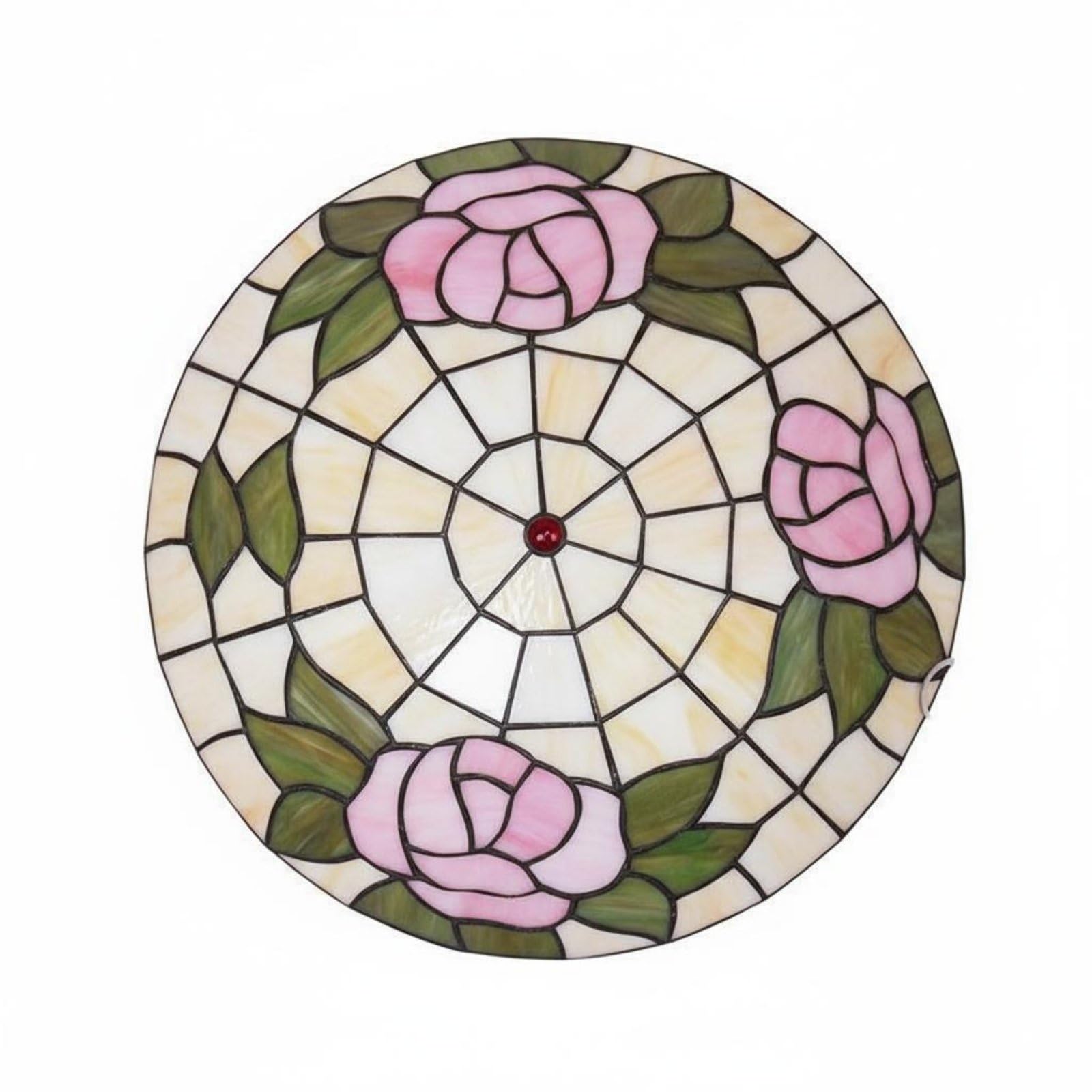 BNF® Floral Design Blossom Stained Glass Lamp Retro Ceiling Traditional Tiffany Light Never Fade for Children, Bedroom, Balcony, Off-White, 30Cm | Fixtures Lamps Lighting-image-16