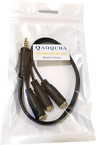 Miniatura 4 de Qaoquda Cable divisor de audio estéreo de 0.138 in, 1 pie chapado en oro de 18 pulgadas, enchufe estéreo TRRS macho a 3 conectores hembra de 18