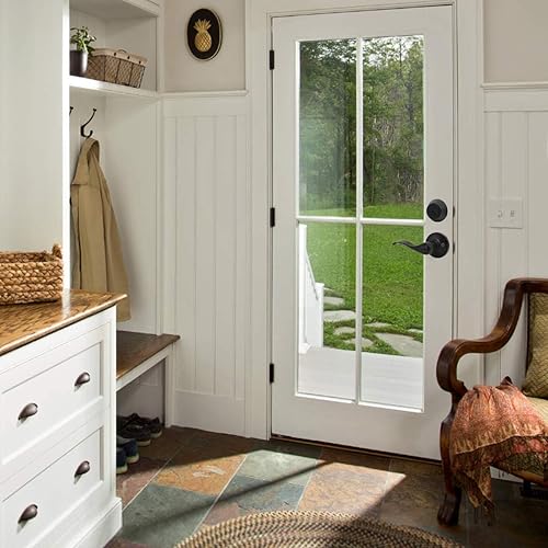 Miniatura 3 de Gobrico Juego de 2 manijas de puerta de bronce aceitado con llave igual y cerrojos de doble cilindro, con la misma llave, reversible para puertas