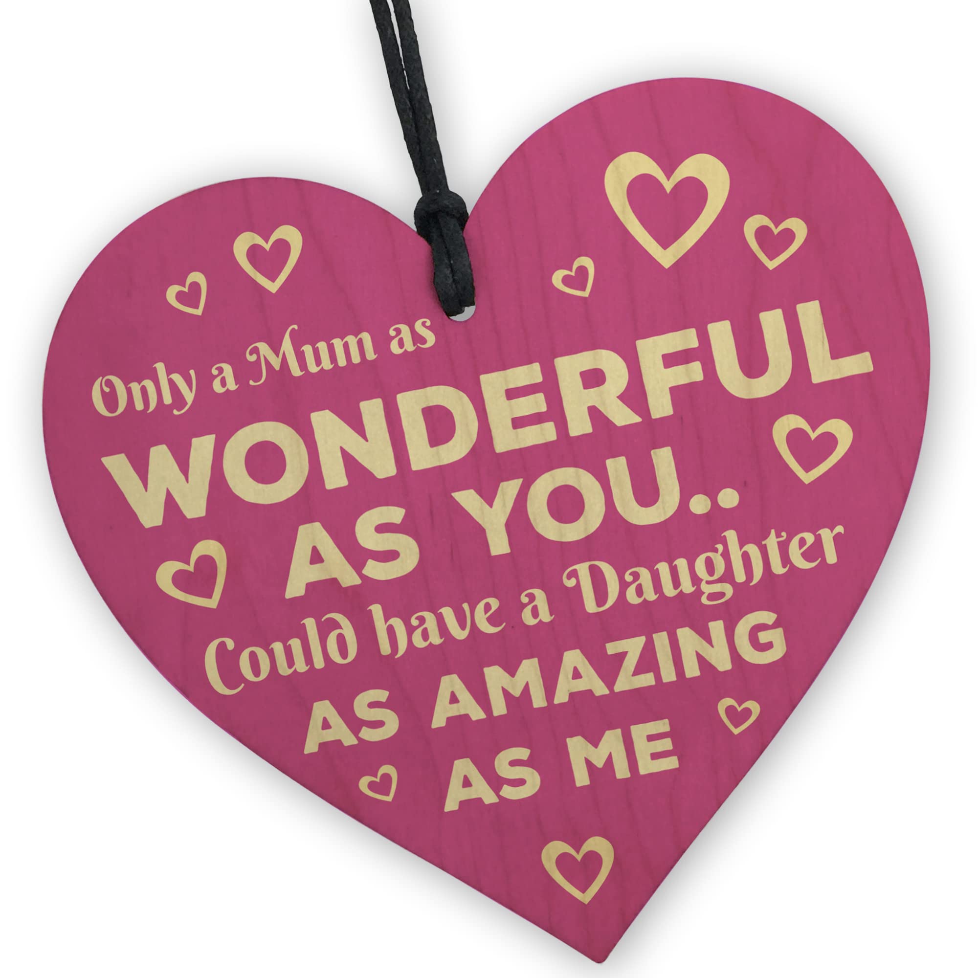 Red Ocean Funny Birthday Mothers Day Gift For Mum - Novelty Mum Gift From Daughter - Wooden Heart Keepsake Gift From Daughter - Mother's Day Gifts