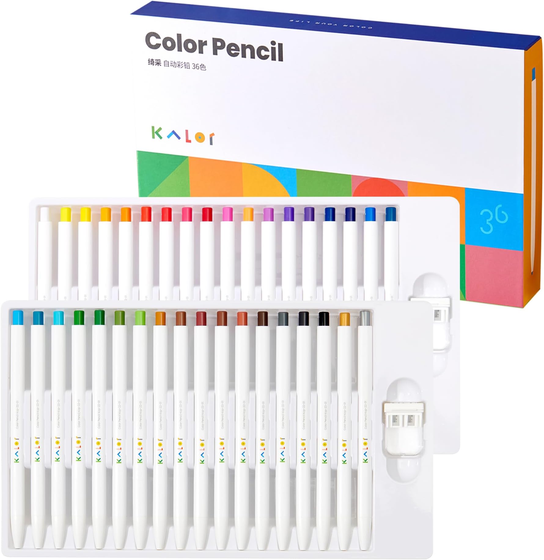 Kaco KALOR 36 Premium Color Mechanical Pencil Set, Refillable Soft Lead Cores...