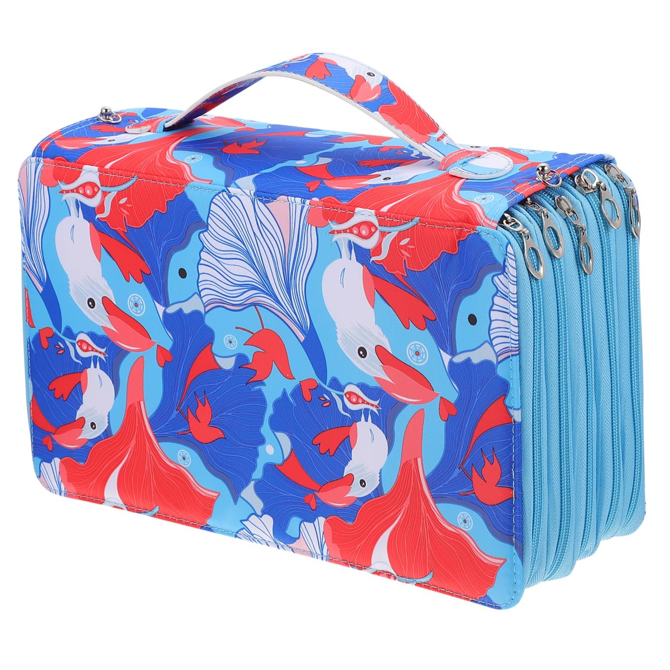 Artibetter Astuccio Portapenne Capiente Oxford Blu, Cerniera e Manico, 360 Elastici, per Scuola e Ufficio