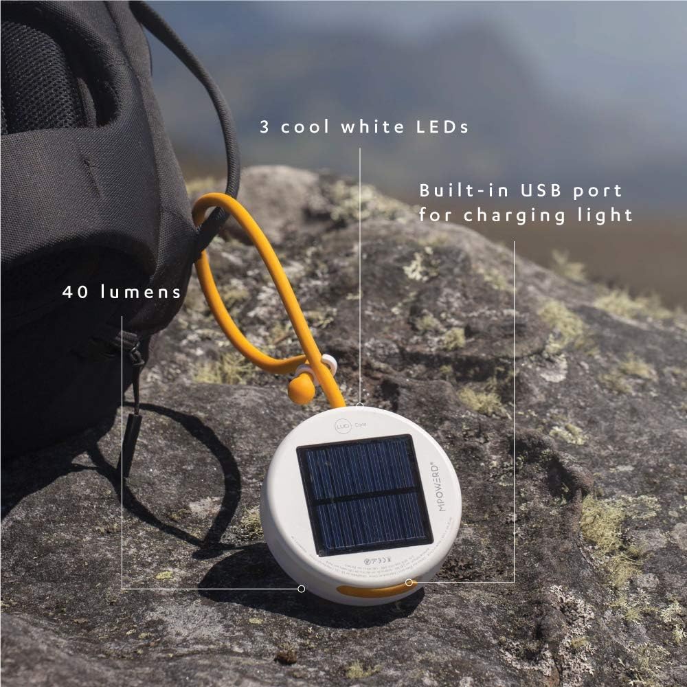 MPOWERD Luci Core: Solar Utility Task Light | Adjustable Silicon Arm, 40 Lumens, Lasts 12 Hours, Work, Emergency, Outdoor Light, No Batteries Needed, USB for Quick-Charging, Waterproof
