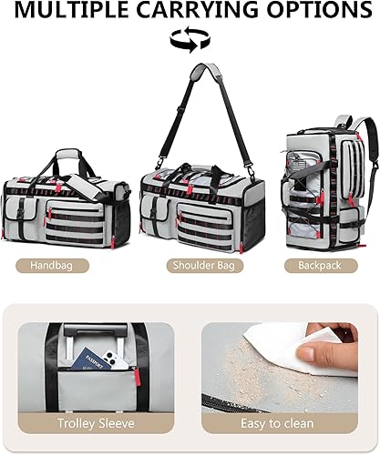 Vista 3 de MCBD Bolsas de gimnasio para hombres y mujeres, mochila deportiva de viaje de 45 litros con zapatos y compartimento para laptop, bolsa de transporte