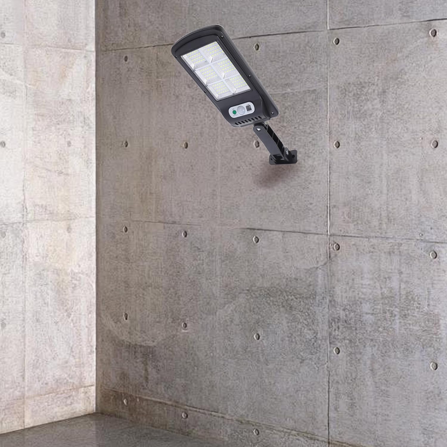 2pcs Solar Powered LED Motion Sensor Flood Lights Outdoor with Remote Control, Ip65 Waterproof Plastic Solar Street Lights for Yard and Road Lighting