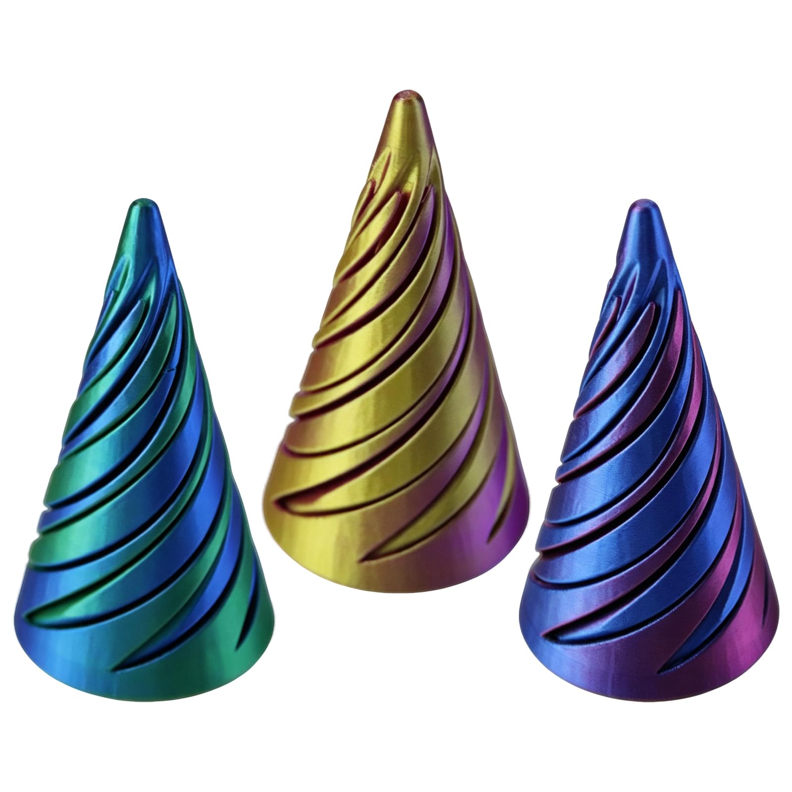 3pcs cone pyramid 3D printed decompression toys three dimensional structure fingertip toy push push two color splicing mini pressure reducing desktop decoration Impossible Office Gifts (A)