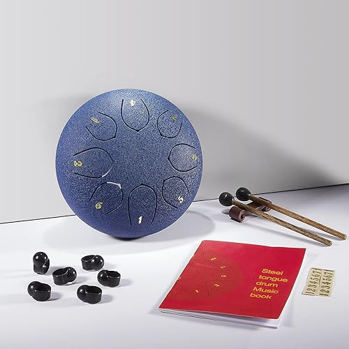 Miniatura 3 de ZXZYHFTY Tambor de lengua de acero, tambor de mano de acero de 6 pulgadas con 8 notas con bolsa, libro de música, baquetas, soporte para mazos y