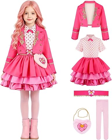 Kids Princess Pink Wonderland Cosplay Costume Set 4-12Y