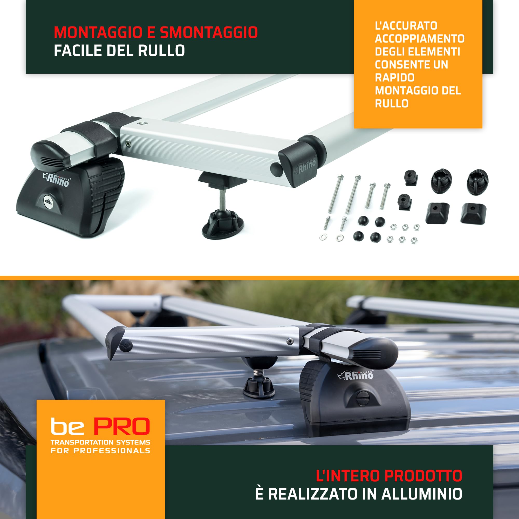 Rhino KammRoller | Compatibile con Mercedes Sprinter 2018+ L2H1 | Rullo di Carico per Portapacchi da Tetto; Rullo di Assistenza al Carico per Supporti KammBar; Sistema di Carico per Portapacchi