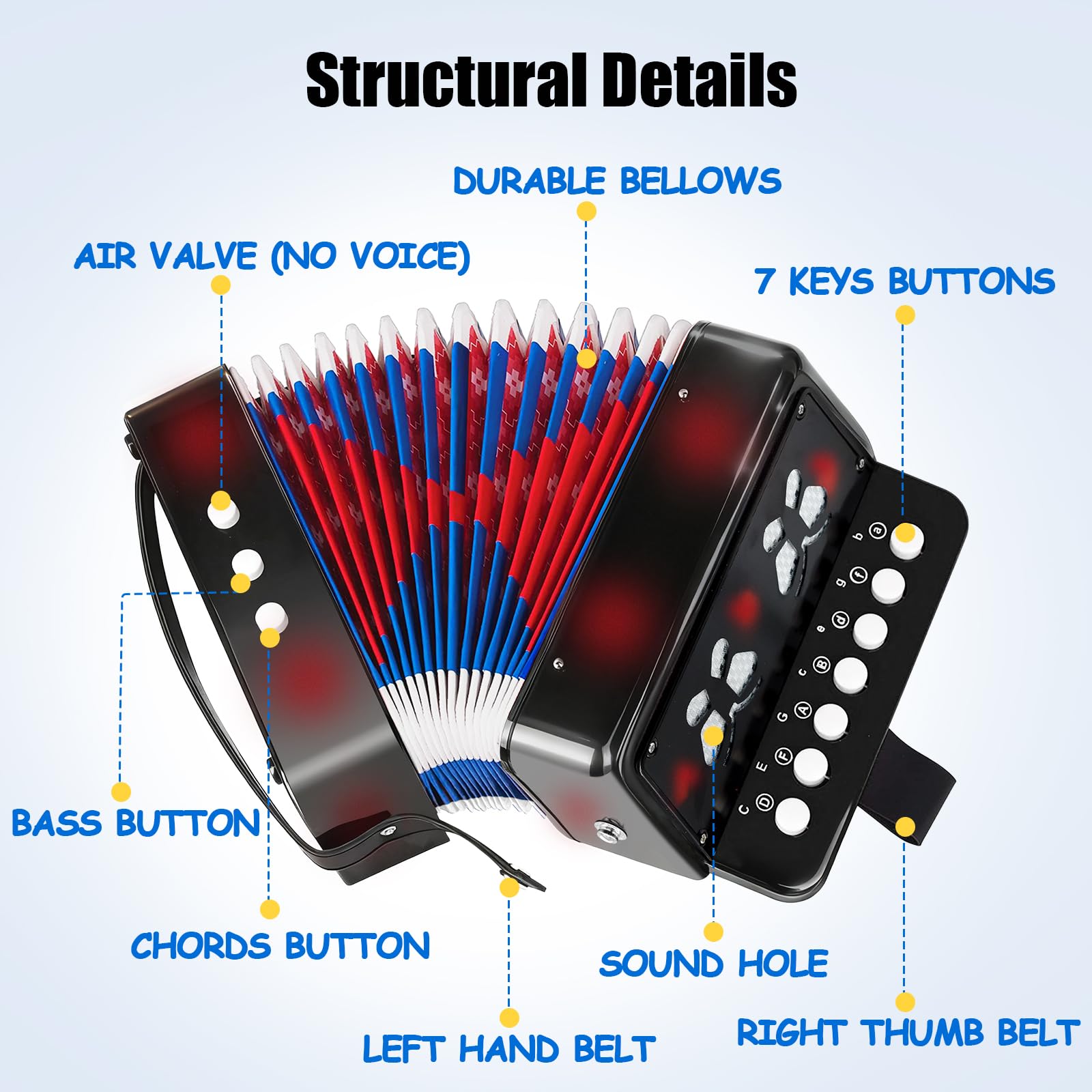 Accordion Kids Toy com: 0 Portable Instrument Mini Keys. Vocal