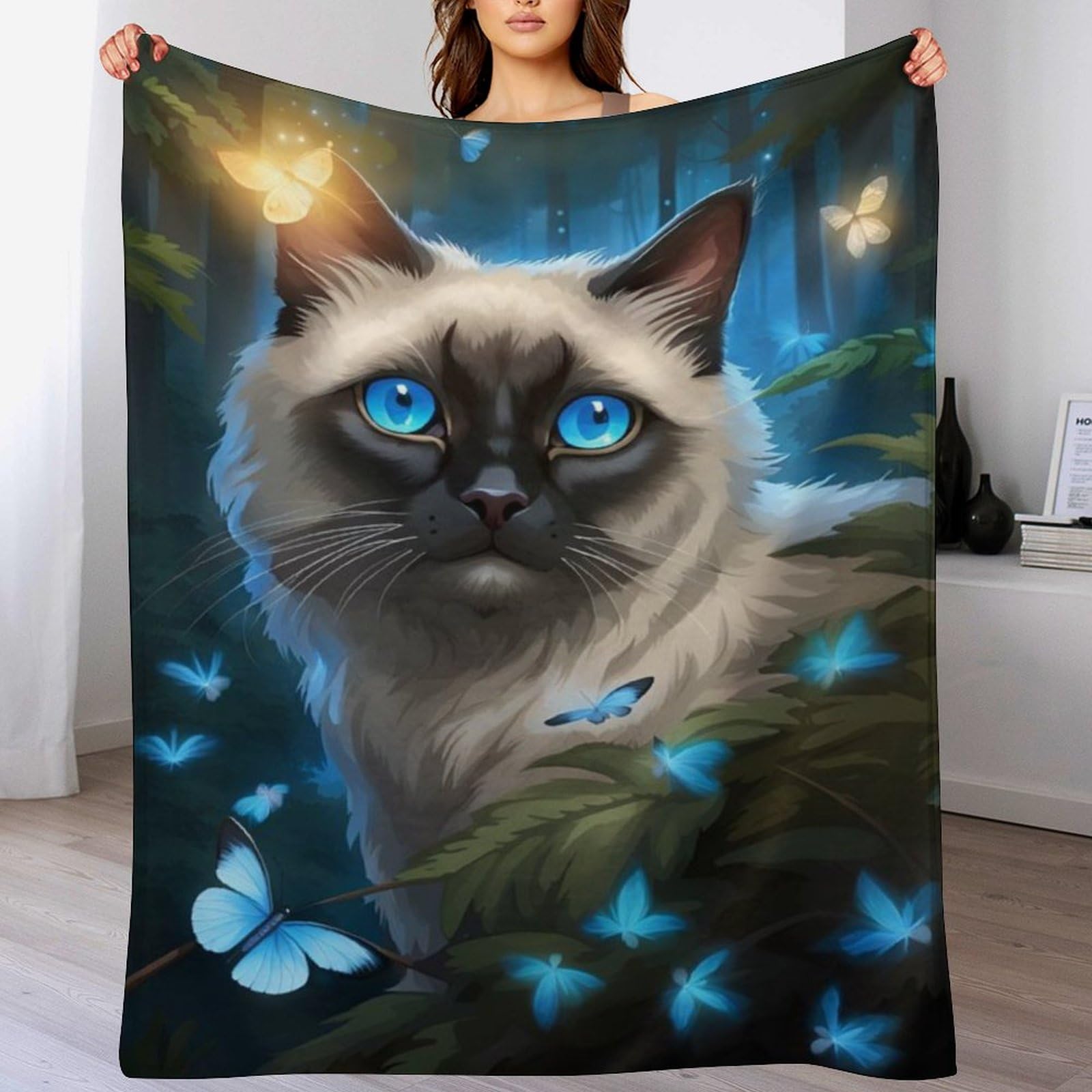 Couverture chat en flannel douce et lavable de dim 140x180cm