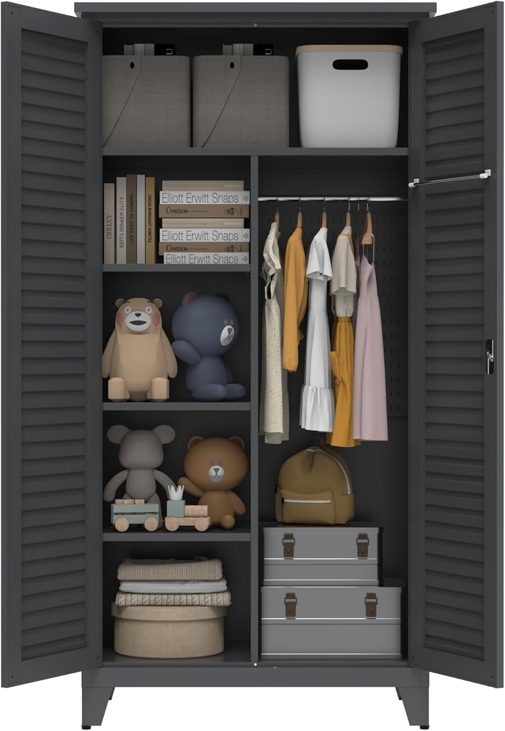 73'' Tall Metal Tool Storage Cabinet, with Ample Storage Space for Garage,Warehouse,Garden,Office, Living Room,Bathroom,Utility Room (Slate)