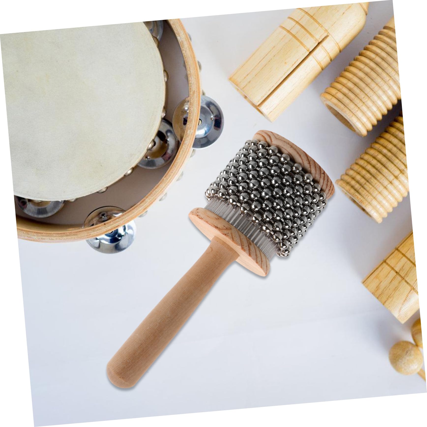 Cabasa Strumento a Percussione Portatile in Legno, Beige