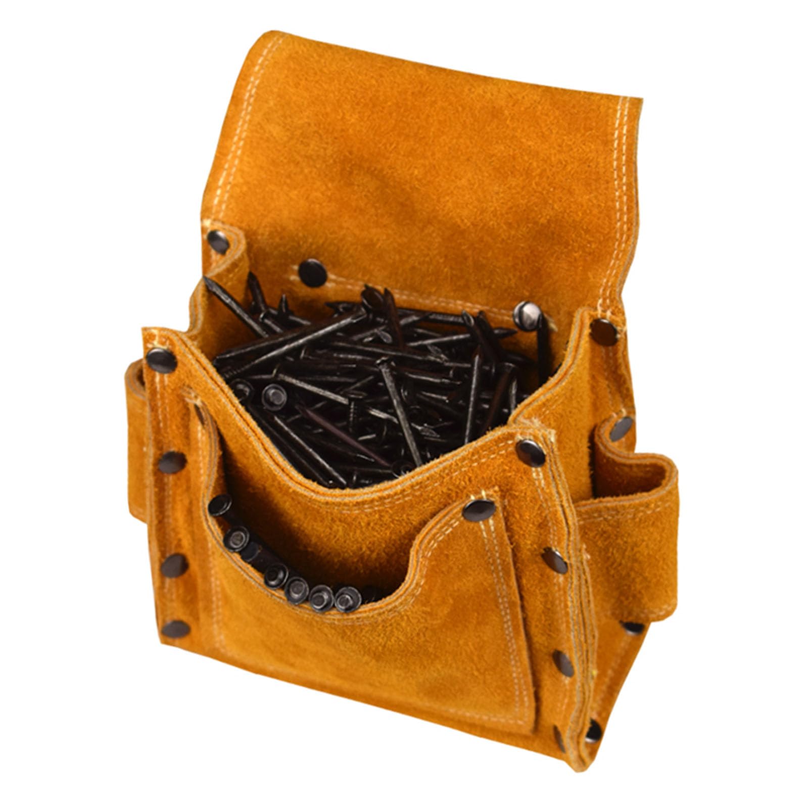 Bolsa de Herramientas de Bolsillo en la Cintura para Carpintero, cinturón de Cuero Duradero para Clavos con diseño Ajustable, Almacenamiento de Gran Capacidad para Herramientas de