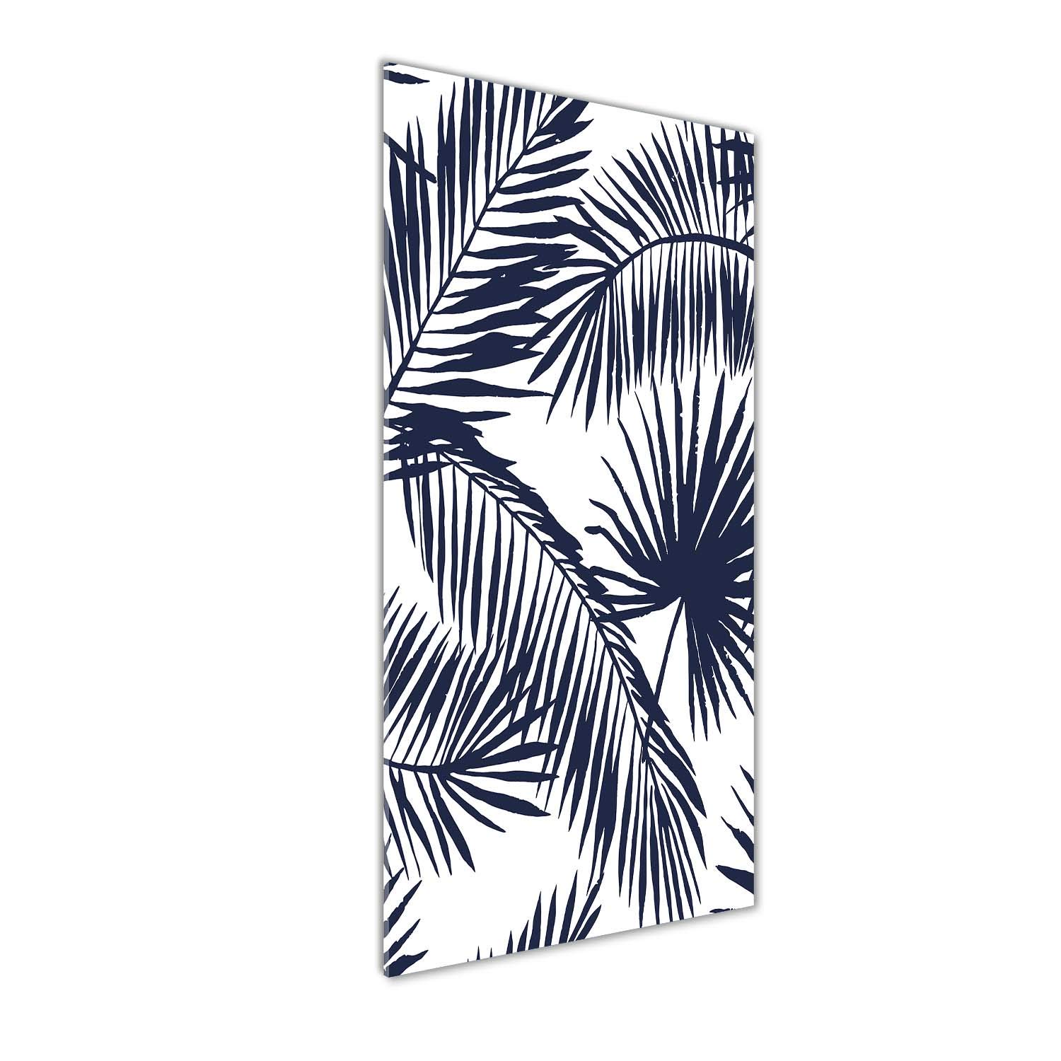 Tableaux pour la mur en verre acrylique 50x125 cm style flore tropicale grise Tulup