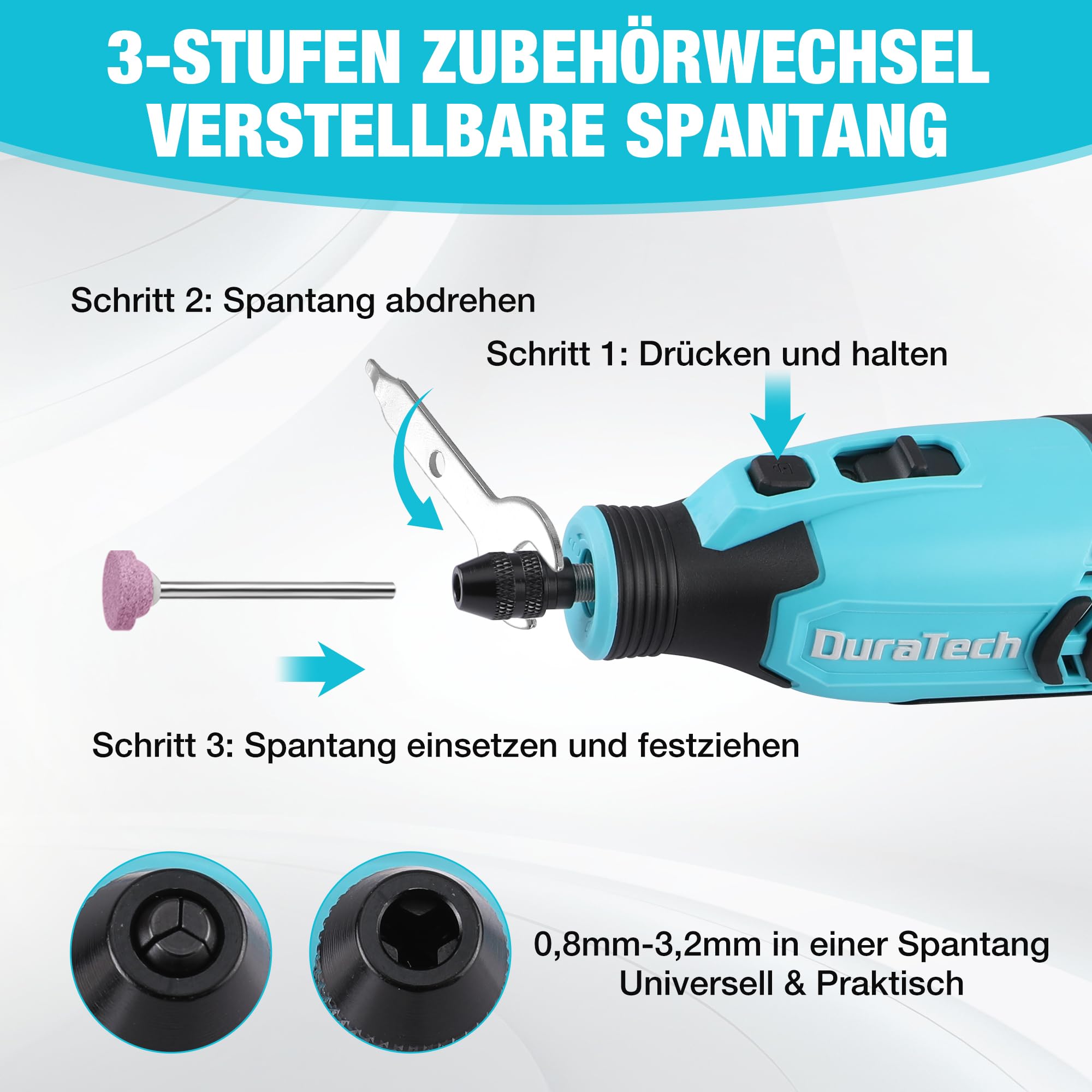 DURATECH 12V Kabellos Drehwerkzeug Set, Akku Multifunktionswerkzeug