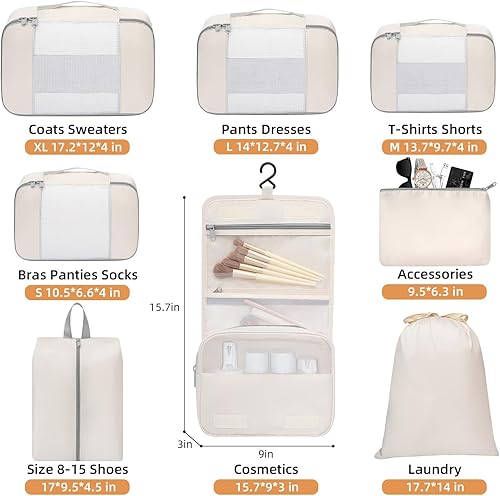 Miniatura 2 de BAGAIL 8 Set10 Set Packing Cubes Various Sizes Packing Organizer for Travel Accessories Luggage Carry On Suitcase