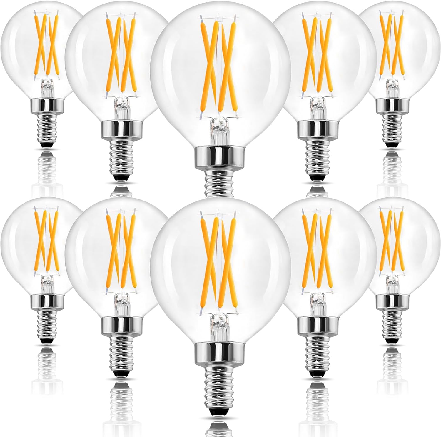 4W Dimmable LED Light Bulbs 40 Watt Equivalent, G16.5 Small Globe LED Bulb Soft White 2700K, E12 Chandelier Light Bulbs for Vanity Lights, Ceiling Fan Lights, 10 Pack