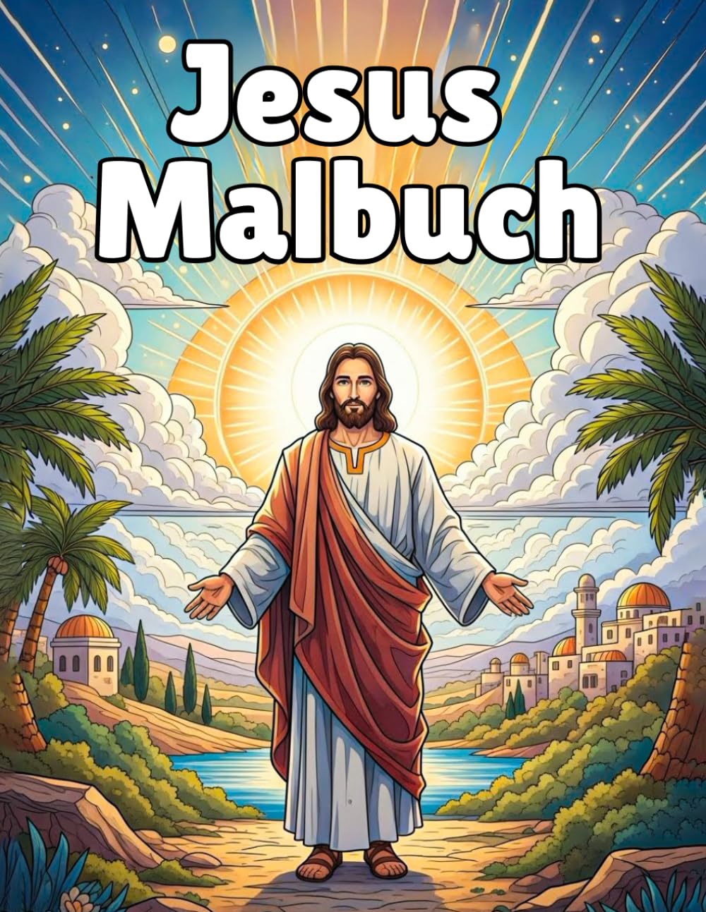 Jesus Malbuch: Himmlische Entspannung – Jesus Malbuch für Erwachsene: Ausmalen für Achtsamkeit, inneren Frieden und Stressabbau