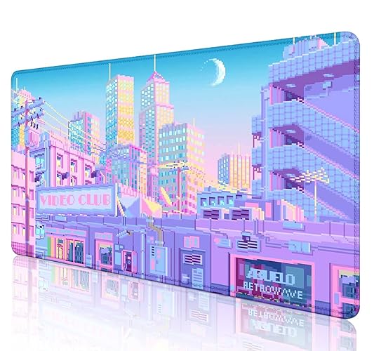 SXCKANG Vaporwave Tokyo City Anime-Schreibtischmatte, Kawaii, extra großes Mauspad für den Schreibtisch, Anime-Ästhetik-Landschaft, XL-XXL-Gaming-Mauspad, Schreibtischzubehör für Männer und Frauen, - Tokyo City Anime