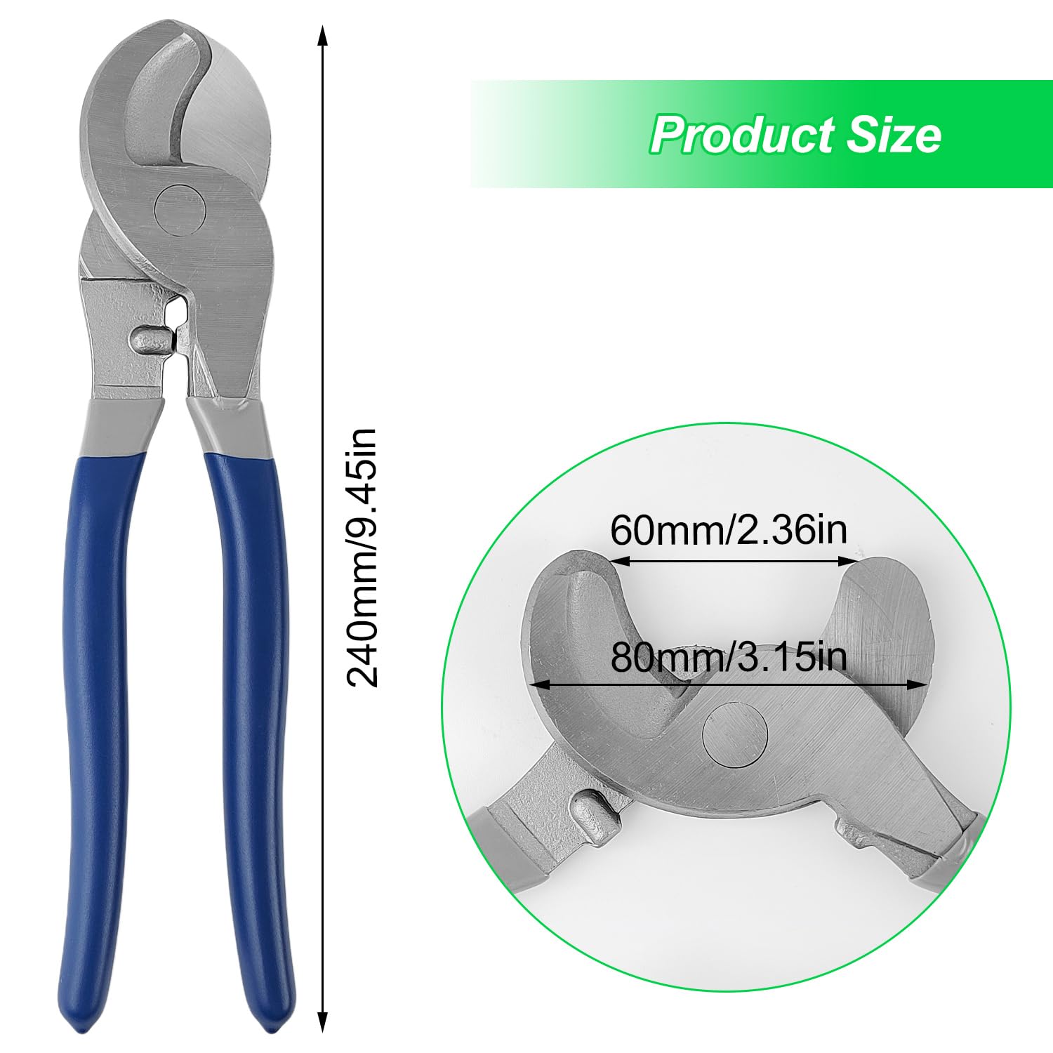 Corta Cables, Multiherramienta, Alicates Electricista, 240 mm, para Cables de Cobre y Aluminio Alicates de Corte, Apto para Cortar de 0-65 mm² Alambre (1)